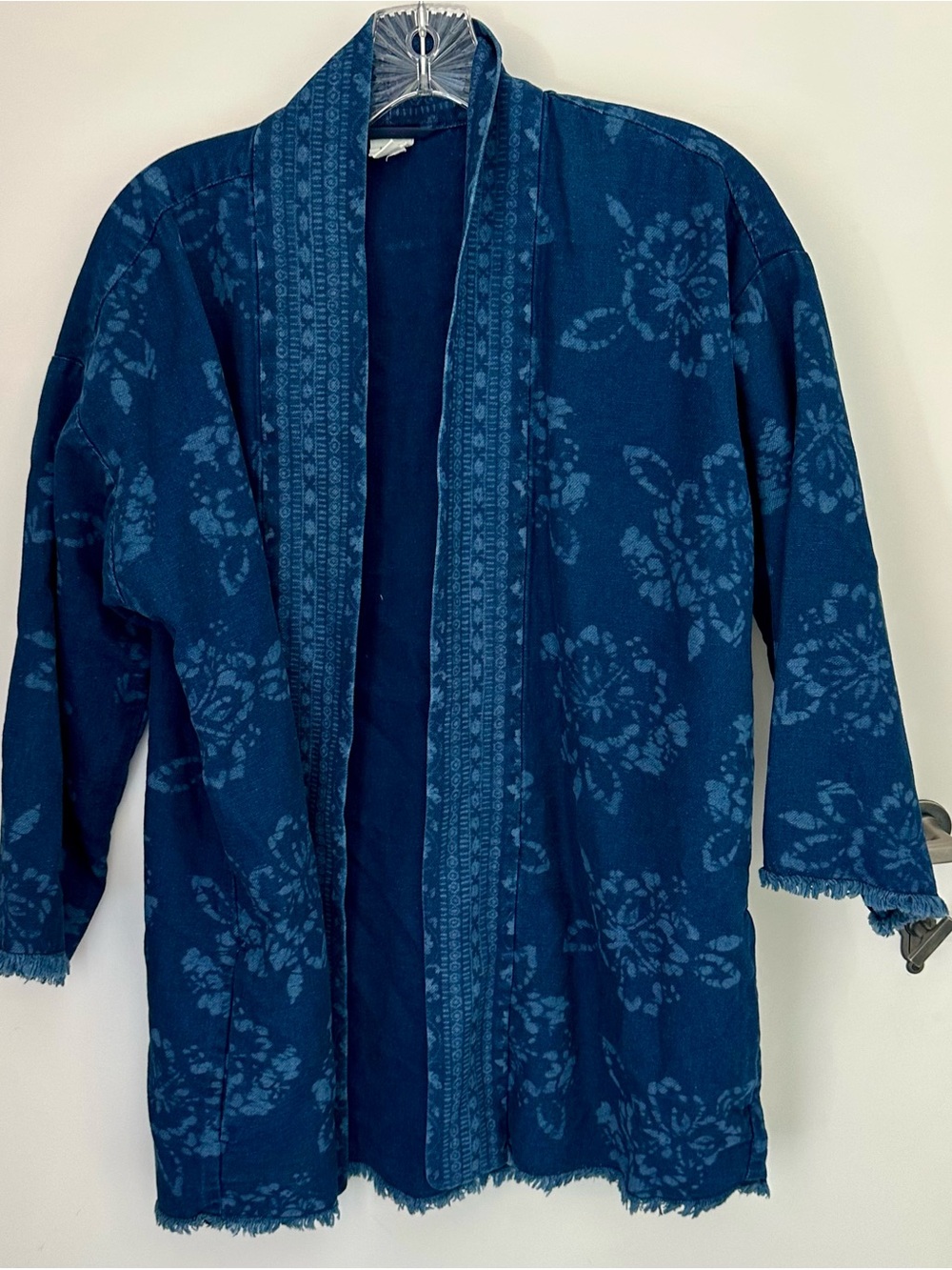 GAP Lightweight Blue Floral Tie-Belt Kimono Jacket - Picture 6 of 6
